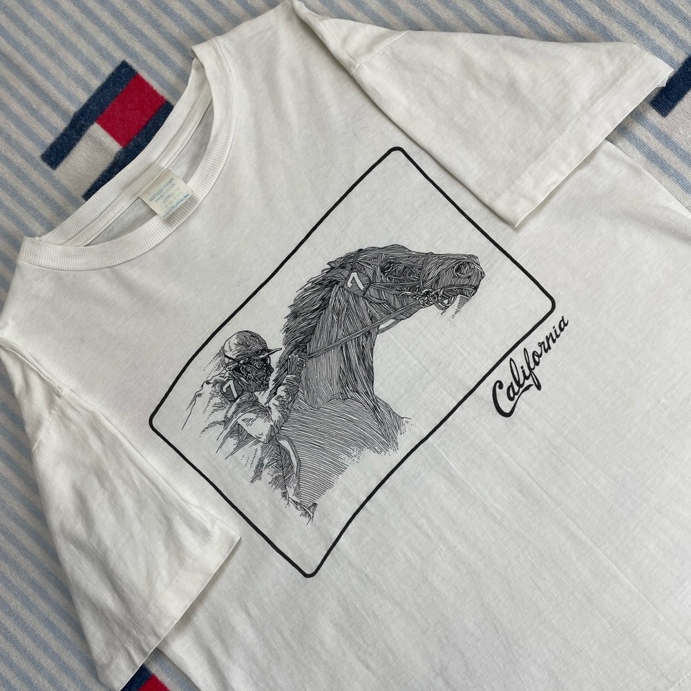 Vintage Horse Racing Jockey California Cali short sleeve tee shirt - Picture 4 of 16